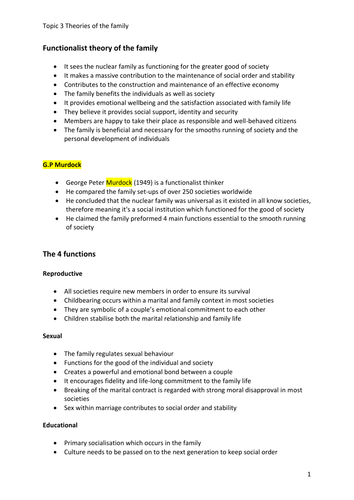 Theories of the family Sociology