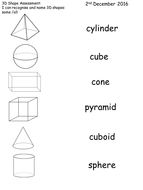 Year 1 3D shape assessment by sallyskellington - Teaching Resources - Tes