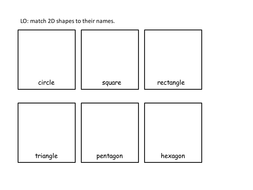 year 1 2d shape cut and stick activity match shapes to names