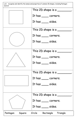year 1 2d shape naming and properties teaching resources