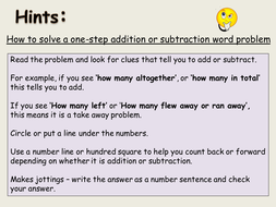 Addition and Subtraction One-Step Word Problems, Presentation ...
