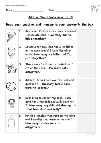 Addition and Subtraction One Step Word Problems Presentation Worksheets ...