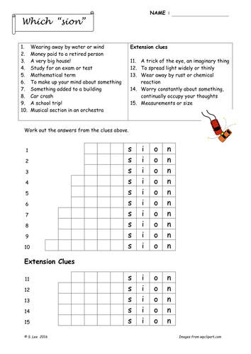 Suffix word work:  SION