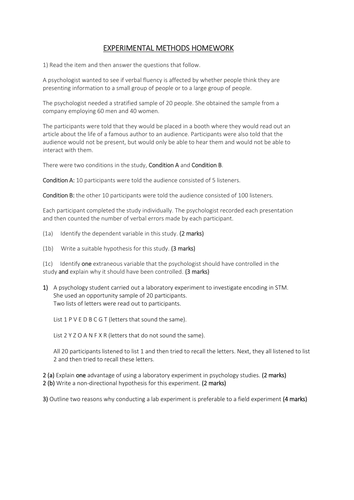 AQA A Level Psychology (New Spec) Year 1 Introduction to Research ...