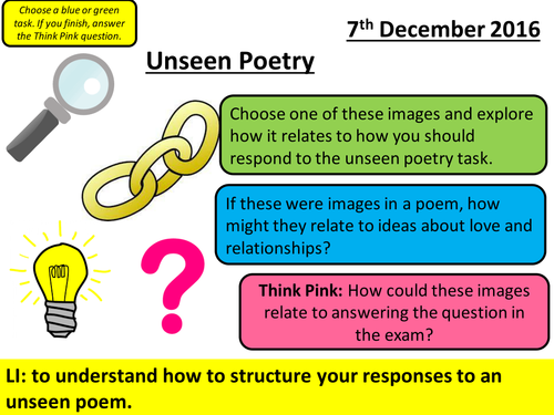 Unseen Poetry - AQA GCSE Literature: Planning Responses Lesson