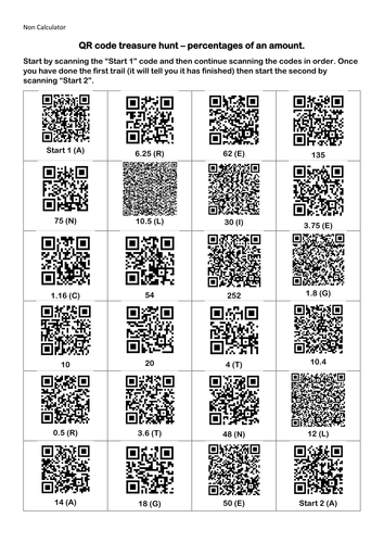 Percentage of an Amount QR Hunt (Non Calculator)