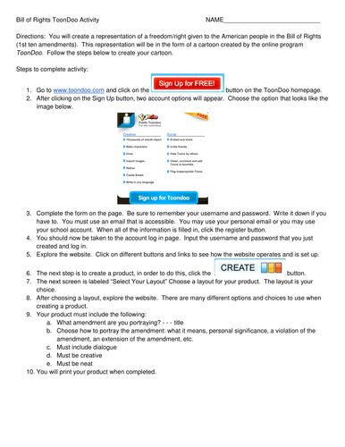 Bill of Rights ToonDoo Activity