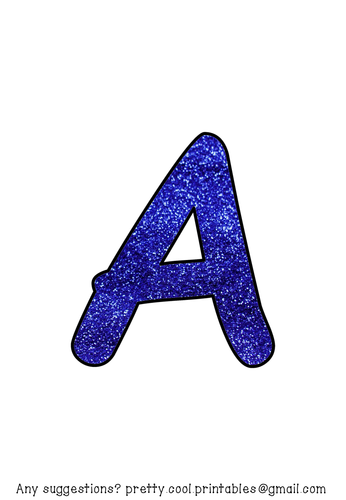 Printable Display Bulletin Letters Numbers And More Blue Glitter 