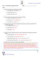 AQA GCSE unit 3 chemistry worksheet - mean, range and uncertainty