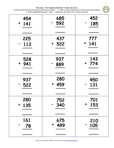 KS2 Y3 Formal Written Addition & Subtraction 3 Digit Numbers ...