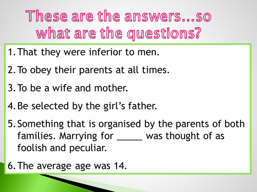 NEW GCSE - Lesson from 9-1 Scheme - Treattment of women - Act1:2 - Romeo and Juliet