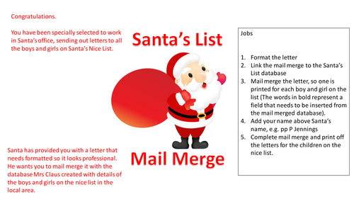 Christmas ICT: Santa's Mail Merge - Business or ICT