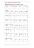 Maths KS3 and KS4 - substituting into formulas. Clear presentation with