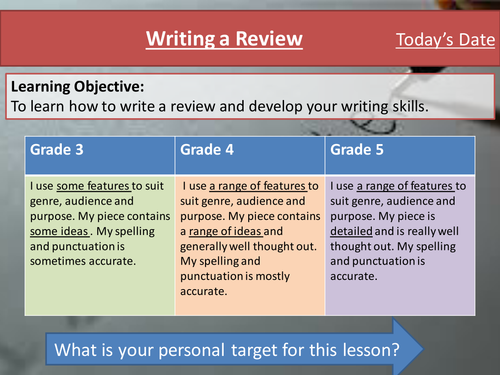 Eduqas Component 2 Writing Skills- Writing a Review