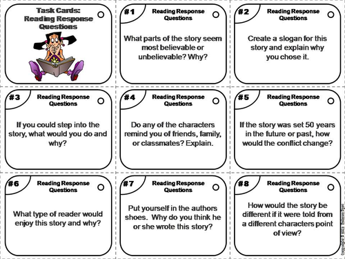 Reading Response Questions Task Cards | Teaching Resources
