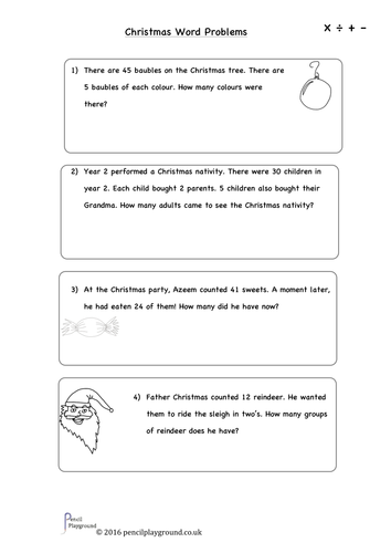 KS1 Differentiated Christmas Word problems | Teaching Resources