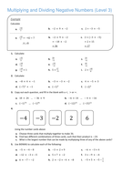 Multiplying and Dividing Negative Numbers (Level 3) | Teaching Resources