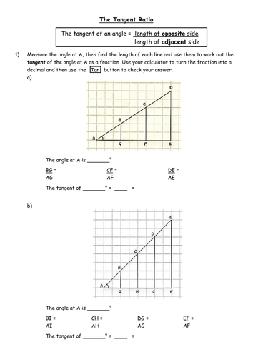 tangent ratio practice and problem solving modified