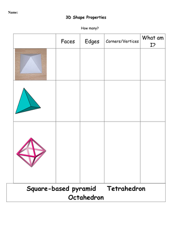 3D shape worksheet and extension worksheet | Teaching Resources