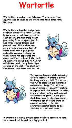 Wartortle Reading Comprehension