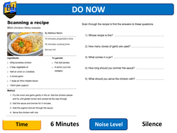 KS3 Food Technology Smoothie Planning Recipe Planning Sequencing