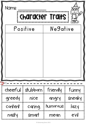 Character Traits Sorting Teaching Resources