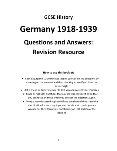 GCSE History- Germany Revision