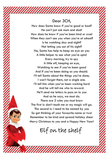 Elf On The Shelf Letter And Cover For Parcel 