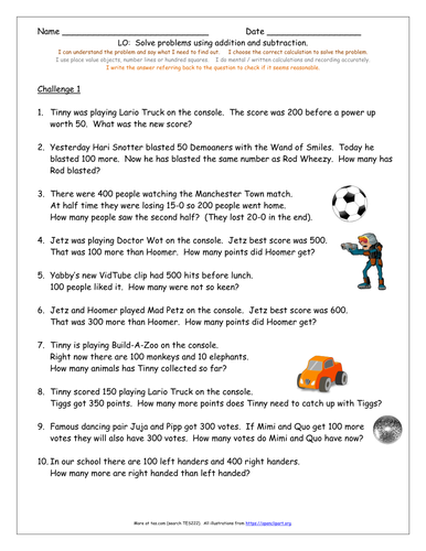 KS2 Y3 Addition & Subtraction 200 Differentiated Word Problems
