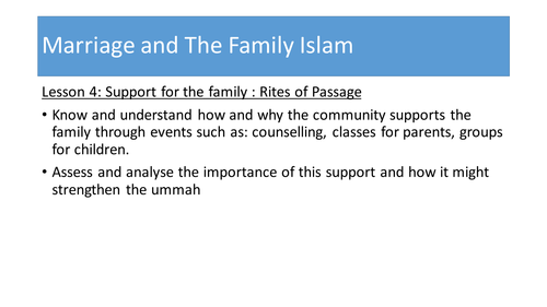 Support for the family in Islam Edexcel Beliefs in Action B GCSE 9-1