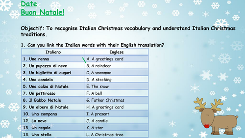 Italian Christmas Vocabulary and Traditions - KS3 + KS4 - Whole lesson
