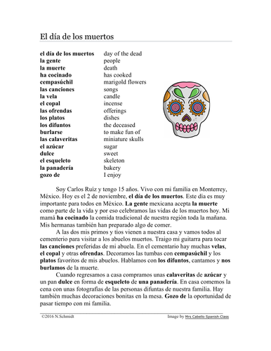 El día de los muertos Lectura Cultural ~ Day of the Dead Spanish Reading |  Teaching Resources
