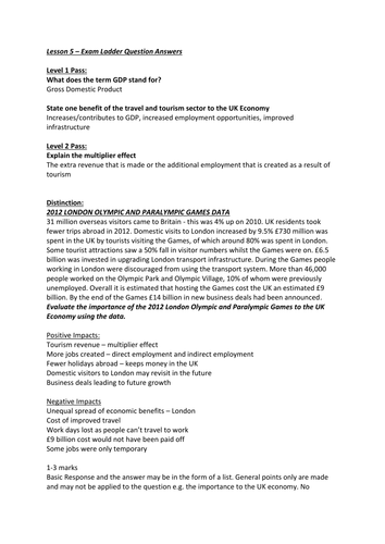 L2 BTEC Travel Unit 1 (Exam) - Importance of Travel and Tourism to the ...