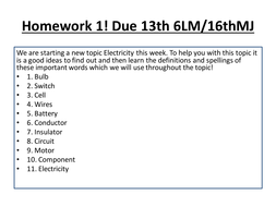 year 6 starting electricity teaching resources