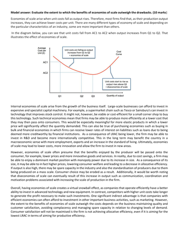 Model answer: Economies of Scale Drawbacks and benefits