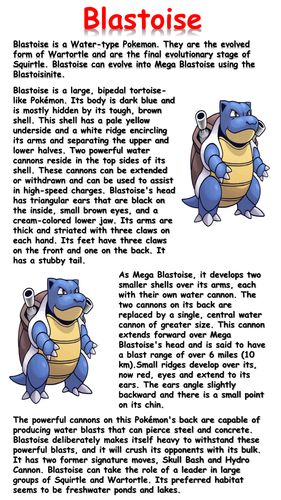 Blastoise Reading Comprehension