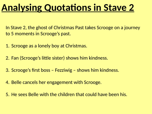 Analysing quotations in Stave 2 for Grades 79 A Christmas Carol