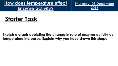 AQA AS Level Biology Section 1: Effect of Temperature on Enzymes