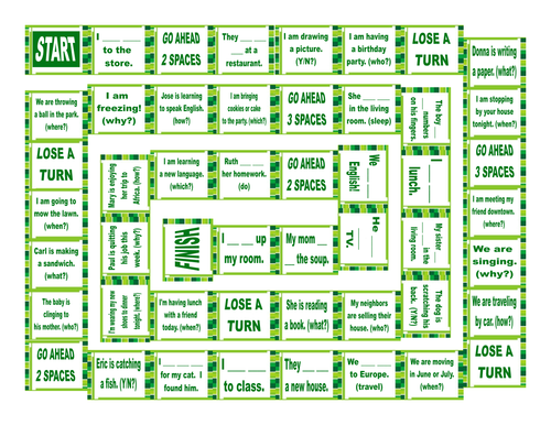 Present Continuous Tense Board Game | Teaching Resources