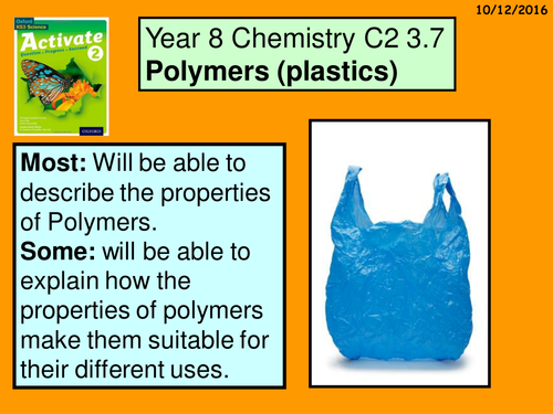 A digital version of the Year 8 C2 3.7 "Polymers" lesson.