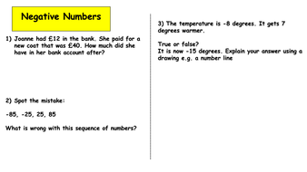 year 6 negative numbers problem solving