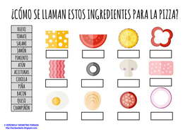 Food Vocabulary Pizza Ingredients Spanish Elementary Level Primary Teaching Resources