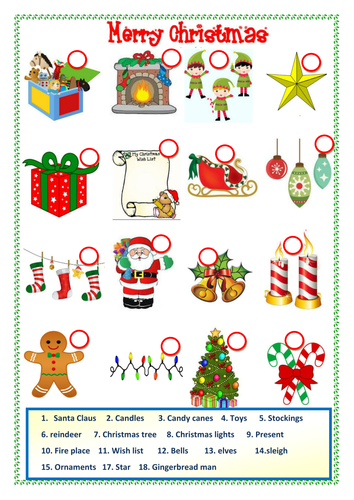 Christmas Vocabulary Worksheet | Teaching Resources