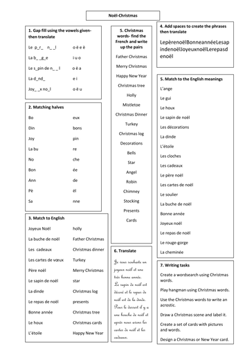 Christmas worksheet/Cover work