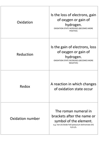 Basics Redox part 3 Flashcards