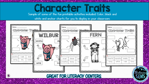 Charlottes Web Character Trait Activities Teaching Resources