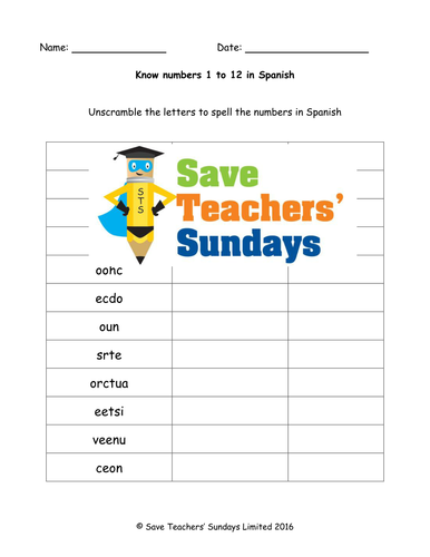 Spanish Numbers 1-12 Lesson Plan, PowerPoint (with audio), Cards & Worksheet