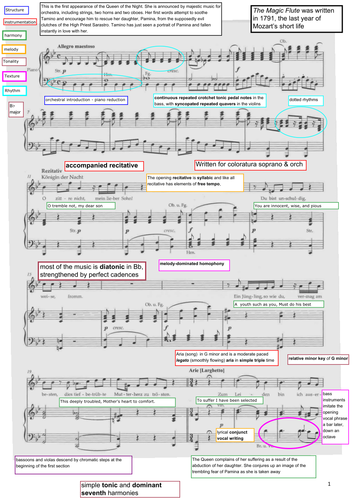 Mozart - The Magic Flute - EDEXCEL A level annotated and translated