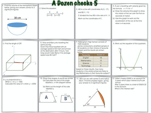 A Dozen GCSE Maths Questions worksheets 5 & 6