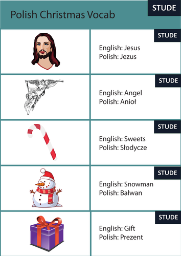 Wesolych Swiat - Polish Vocab cards